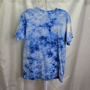 Obey Worldwide Blue Tie Dye Rose T-Shirt Size Medium